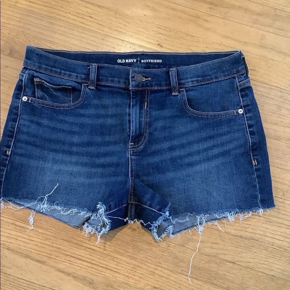 Boyfriend boho denim jeans shorts cutoffs raw hem Old Navy